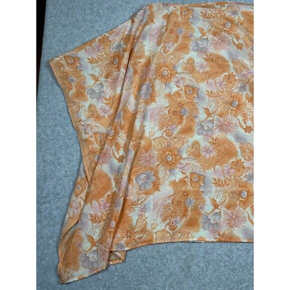 Ganesh Himal Trading Co Womens Silk Blend Orange Floral Pullover Poncho - Picture 6 of 6